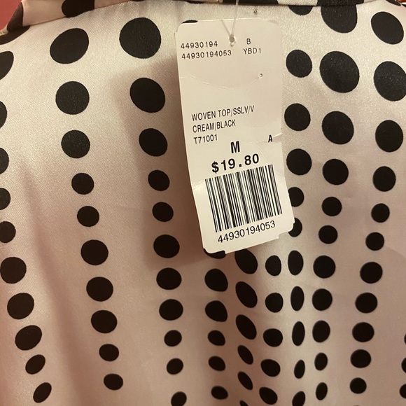 Dressy Satin Top Forever 21 🇺🇸 black and white polkadot print medium - Picture 7 of 8